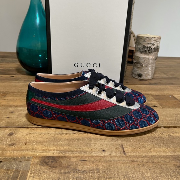 Gucci Falacer Lurex GG Sneakers w/Web - Picture 9 of 14